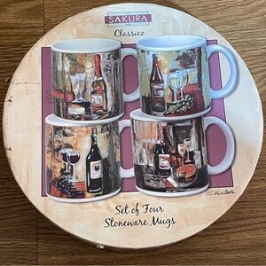 Vintage SAKURA Coffee Mugs with Wine Patterns, Classico Silvia Vassileva